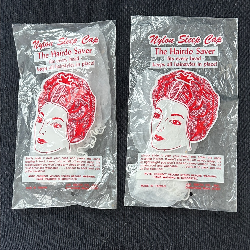Vintage white Nylon Sleep Caps